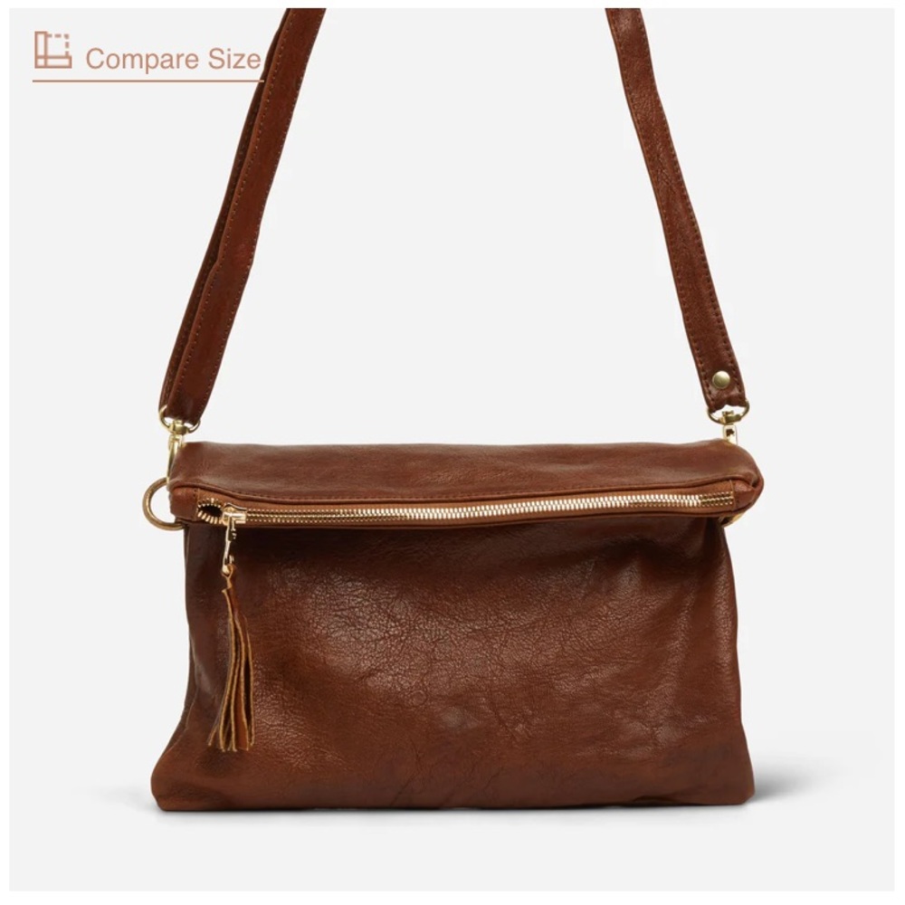 Parker Clay Makeda Leather Crossbody Bag Cognac